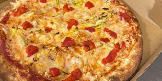 Vegan Roasted Peppers Artichoke Pizza