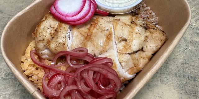 Grilled Chicken w/ Farro & Red Lentil Salad