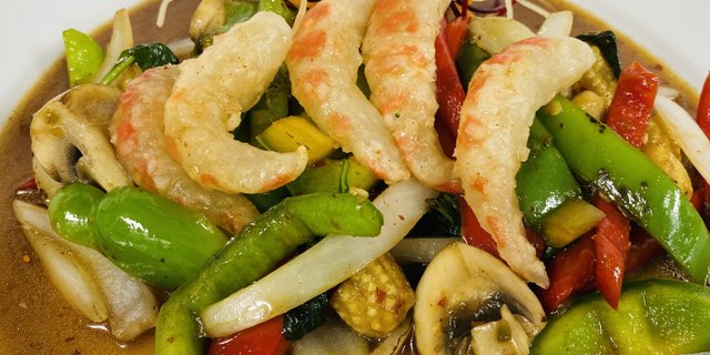 Vegan Basil Tofu Shrimp Fried Rice