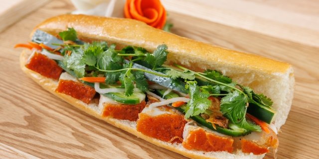 Roast Pork Belly Banh Mi Sandwich
