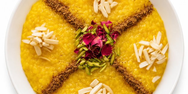 Sholeh Zard (Persian Saffron Rice Pudding)