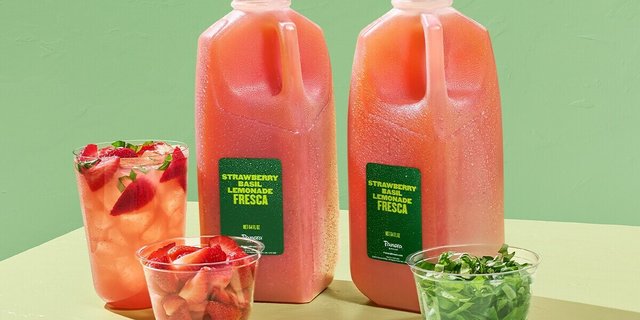 Strawberry Basil Lemonade Fresca - Two Half Gallons