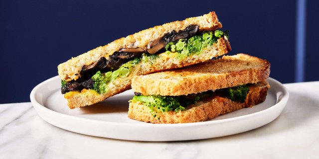 Broccoli Mushroom Melt Sandwich