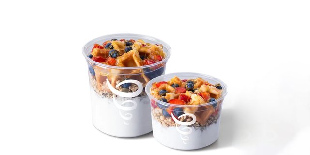Greek Yogurt Strawberry Blueberry Waffle Bowl