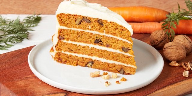 Four High Carrot Cake Slice