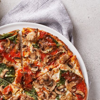 Gluten-Free Mushroom Pepperoni Sausage Pizza