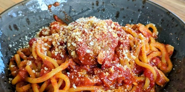 Bucatini & Meatballs