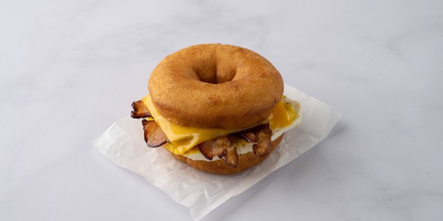 Bacon, Egg & Cheese Donut Breakfast Sandwich