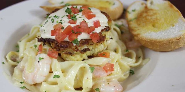 Crab Cake Shrimp Alfredo