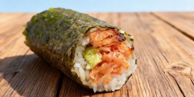 Grilled Salmon + Avocado Handroll