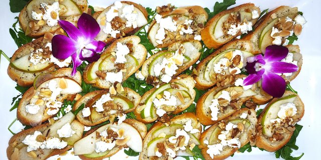 Pear And Goat Cheese Crostini (Dozen)