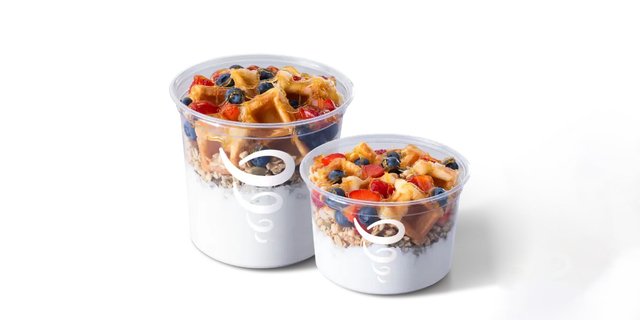 Coconut Whip Strawberry Blueberry Waffle Bowl