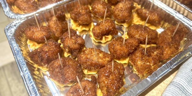 Mini Honey Butter Fried Chicken & Biscuit Waffle Bites