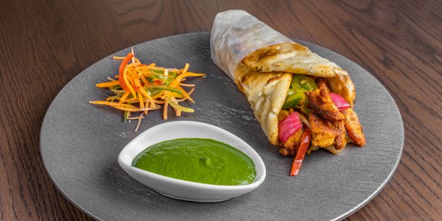 Guajillo Pepper Chicken Naan Rolls