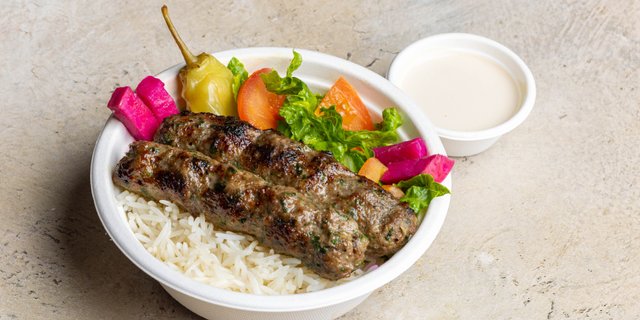 Kafta Lamb Skewers Rice Bowl