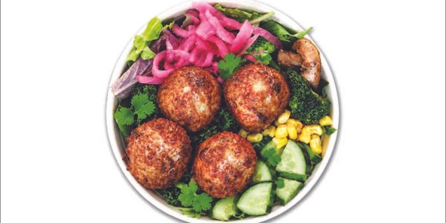 Shrimp And Pork Meatball Salad Bowl