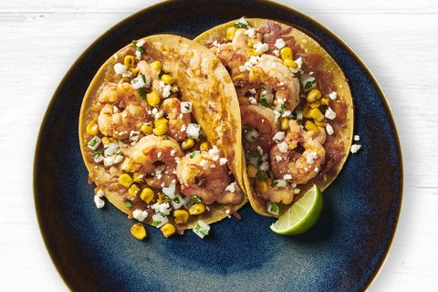 Mexican Street Corn Shrimp Two Taco Plate