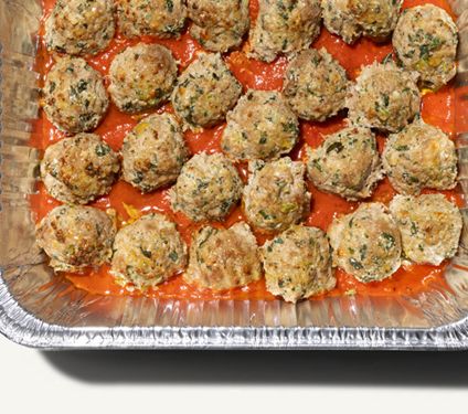 Basil Turkey Meatballs w/ Spicy Red Pepper Sauce
