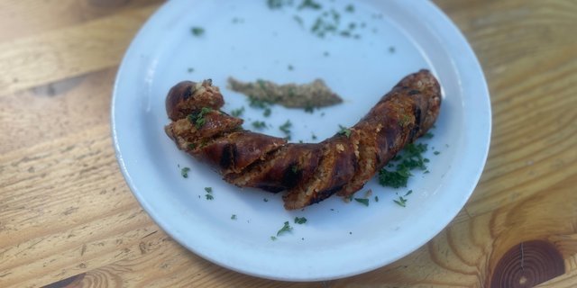 Grilled Boudin Sausage w/ Creole Mustard