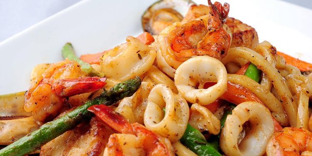 Spicy Seafood Udon Pasta