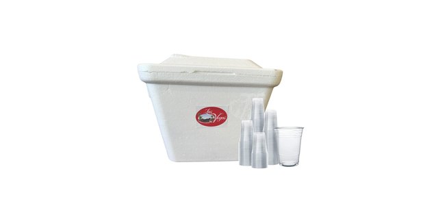 Styrofoam Cooler w/ Ice & Cups