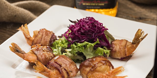 Bacon-Wrapped Bourbon Shrimp