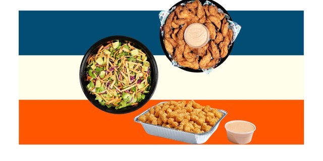 Tenders, Tots & Asian Salad