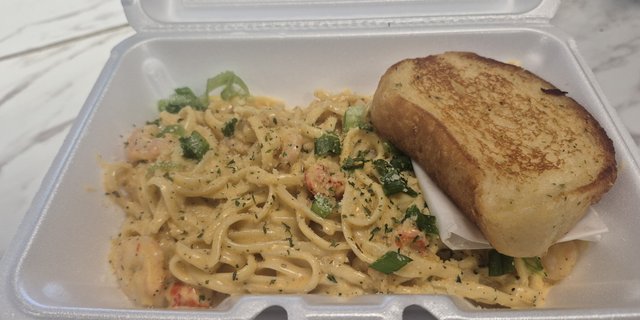 Shrimp Pasta, Bread & Side Salad