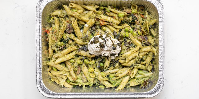 Cilantro Pumpkin Seed Pesto Pasta