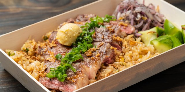 American Wagyu Strip Loin Garlic Rice