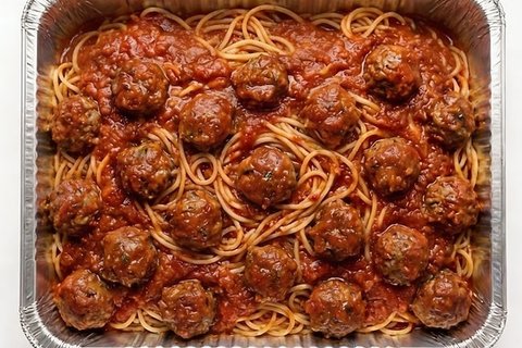 Spaghetti w/ Meat Sauce & 20 Meatballs Catering