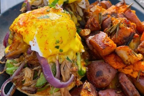 Carnitas & Avocado Eggs Benedict
