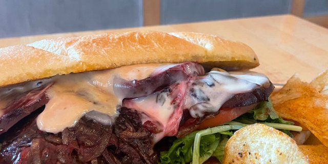 Red Pastrami Beets Philly Style Sandwich