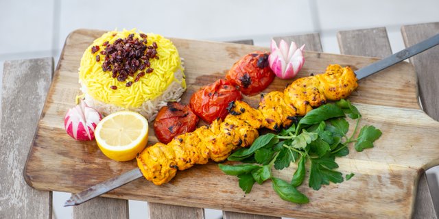 Chicken Kebabs w/ Rice