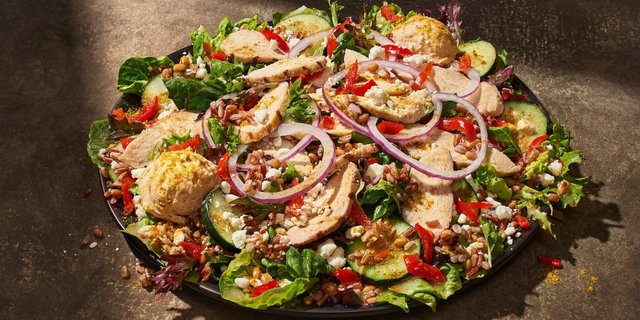 Mediterranean Chicken Greens With Grains