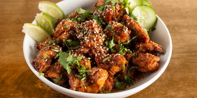 Sticky Popcorn Chicken Tray