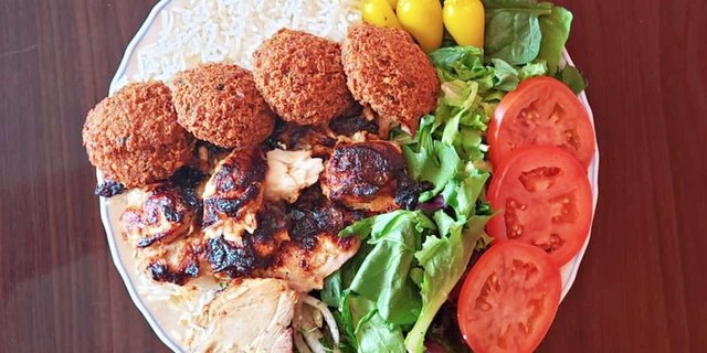 Mediterranean Chicken & Falafel Rice Plate