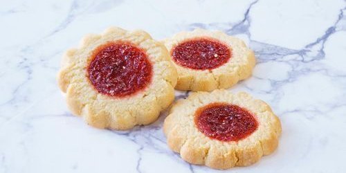 Shortbread Raspberry Dot Cookies