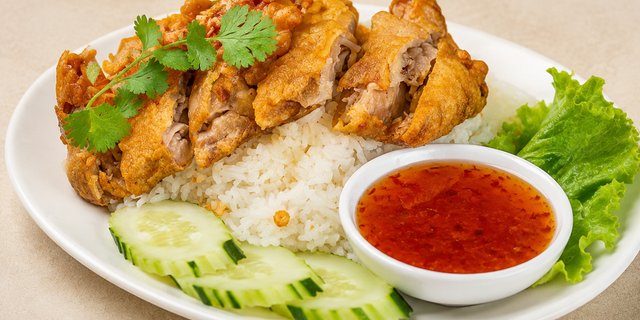 Crispy Chicken over Fried Rice