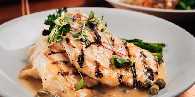 Grilled Chicken Piccata & Sides
