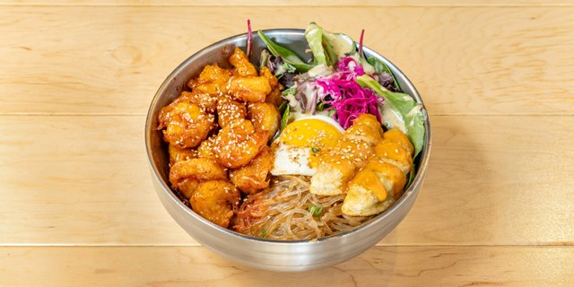 Fried Sweet & Tangy Shrimp Rice Bowl