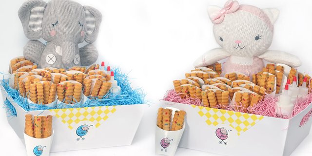 Baby Shower "Fry Baby" Basket w/ Stuffed Toy
