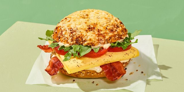 Wake-Up BLT Asiago Everything Bagel Stack