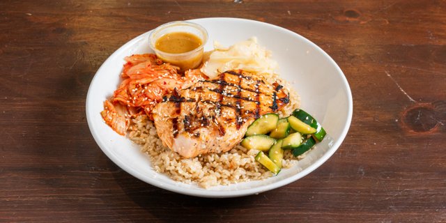Individual Grilled Salmon Rice Bowl
