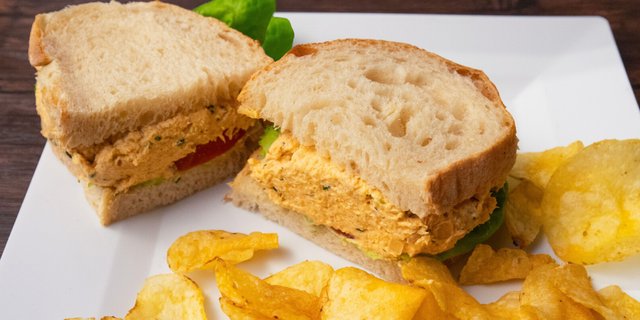 Hot "Fried" Chicken Salad Sandwich