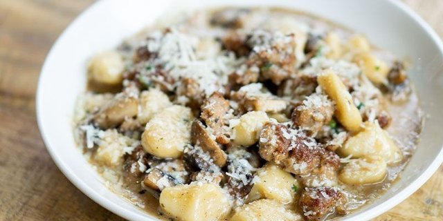 Sausage, Mushroom & Amaretto Cream Ricotta Gnocchi