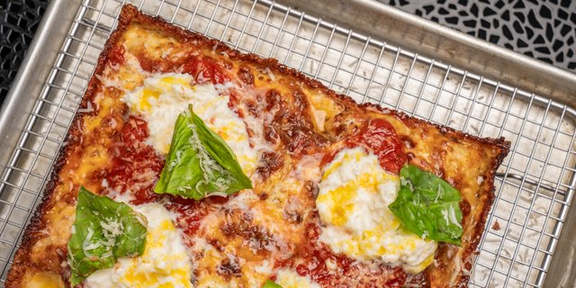 Burrata Hot Honey Detroit Pizza