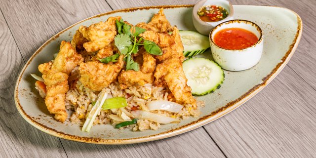 • Crispy Chicken Fried Rice