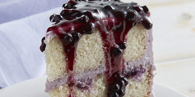 Lemon Blueberry Cake Slice