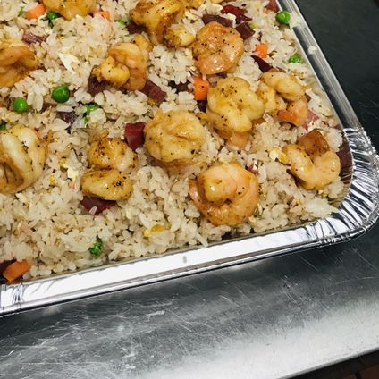 Labeled Surf & Turf Fried Rice Tray